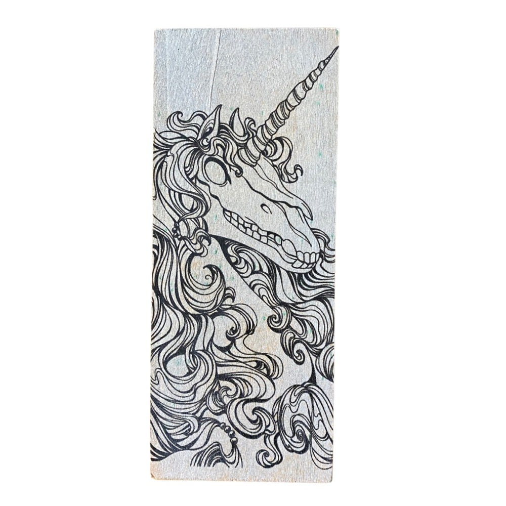 Death Metal Evil Unicorn Wood Plank Art